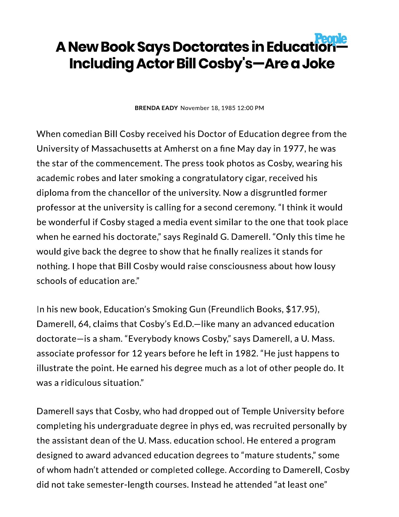 A New Book Says Doctorates in Education...r Bill Cosby'sÃ¢â¢ï¬Are a Joke | PEOPLE.com by Cabron