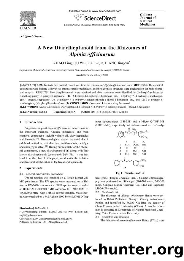 A New Diarylheptanoid from the Rhizomes of Alpinia officinarum by Ling ZHAO; Wei QU; Ju-Qin FU; Jing-Yu LIANG