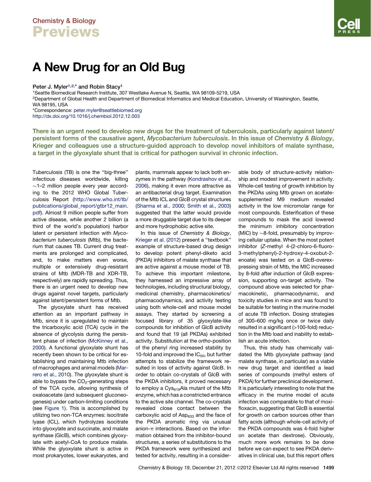 A New Drug for an Old Bug by Peter J. Myler & Robin Stacy