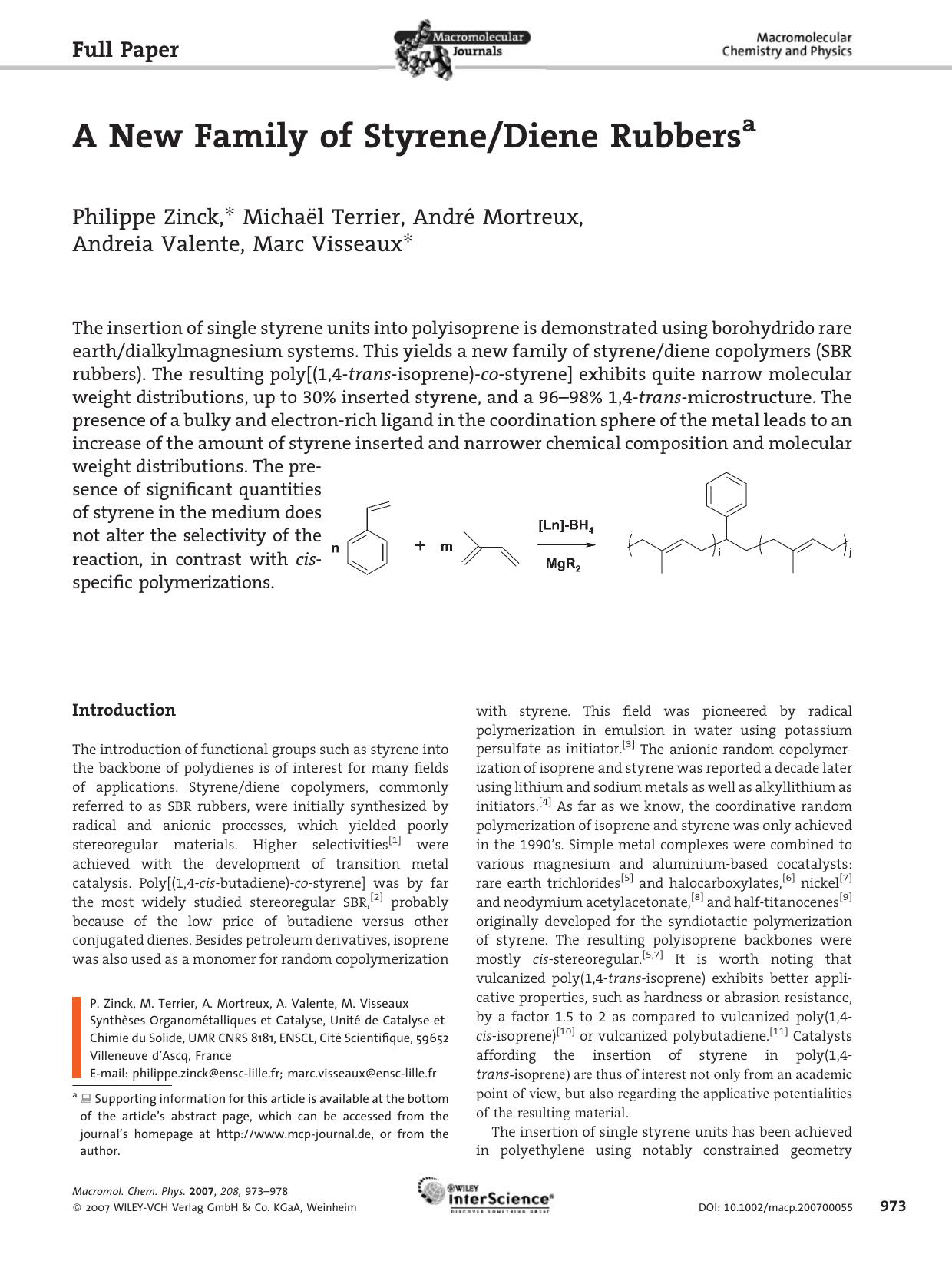 A New Family of StyreneDiene Rubbers by Unknown