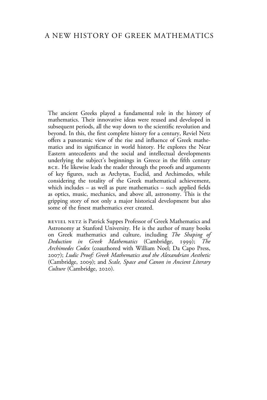 A New History of Greek Mathematics by Reviel Netz