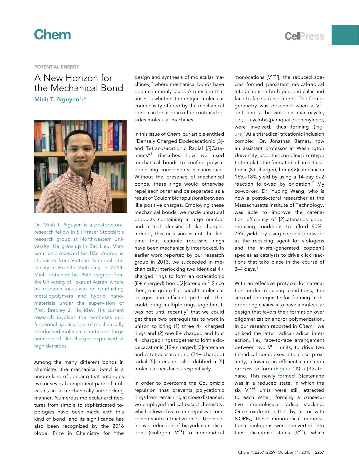 A New Horizon for the Mechanical Bond by Minh T. Nguyen