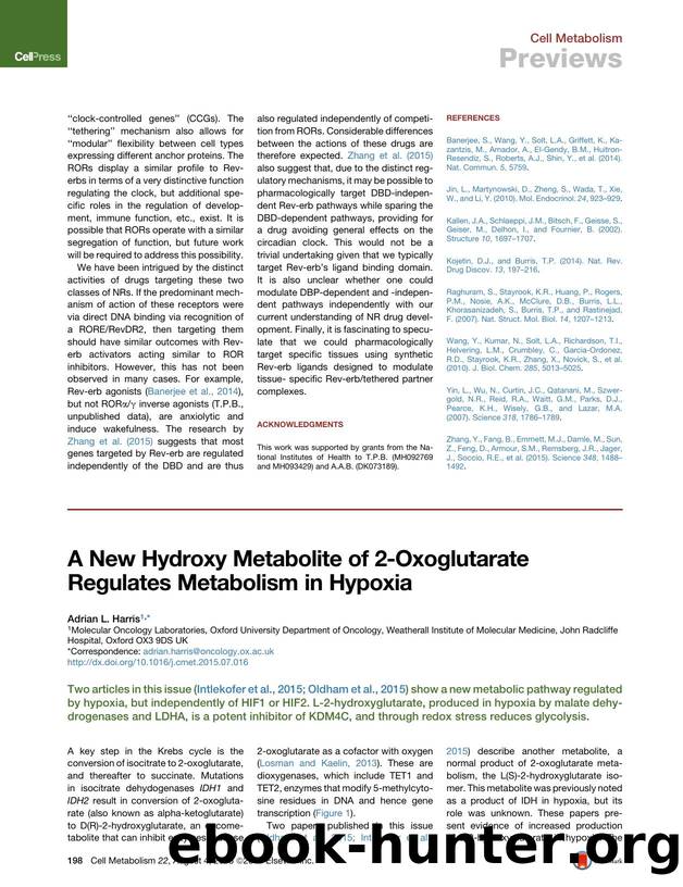 A New Hydroxy Metabolite of 2-Oxoglutarate Regulates Metabolism in Hypoxia by Adrian L. Harris