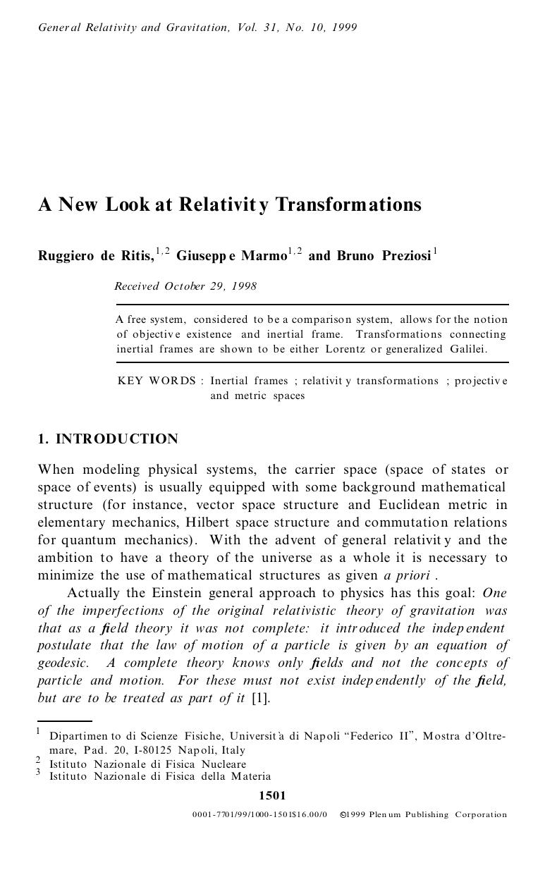 A New Look at Relativity Transformations by Unknown