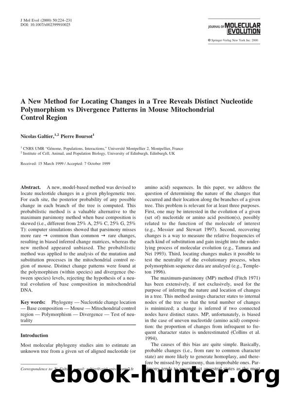 A New Method for Locating Changes in a Tree Reveals Distinct Nucleotide Polymorphism vs Divergence Patterns in Mouse Mitochondrial Control Region by Galtier N. et al