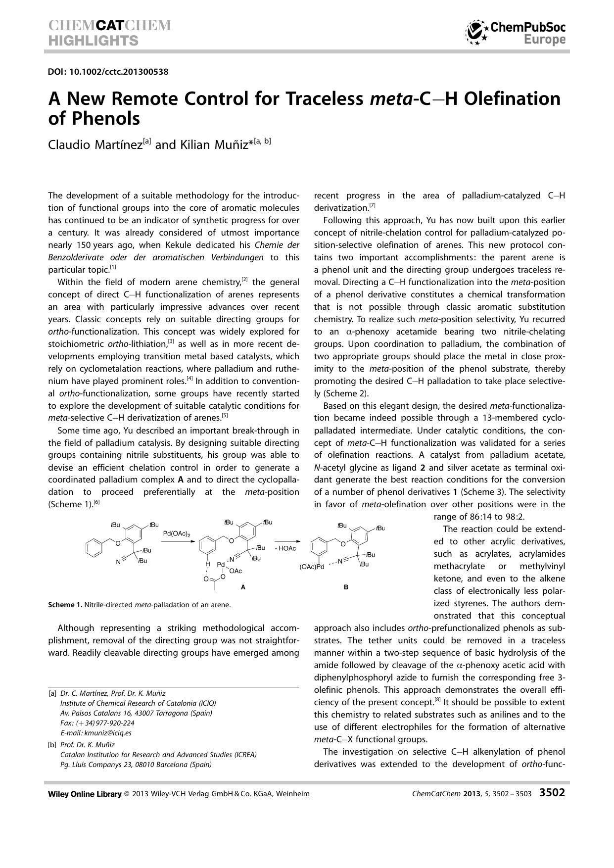 A New Remote Control for Traceless metaCH Olefination of Phenols by Unknown