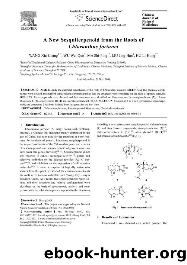 A New Sesquiterpenoid from the Roots of Chloranthus fortunei by WANG; Xia-Chang WU; Wei-Qun MA; Shi-Ping LIU; Jing-Han HU