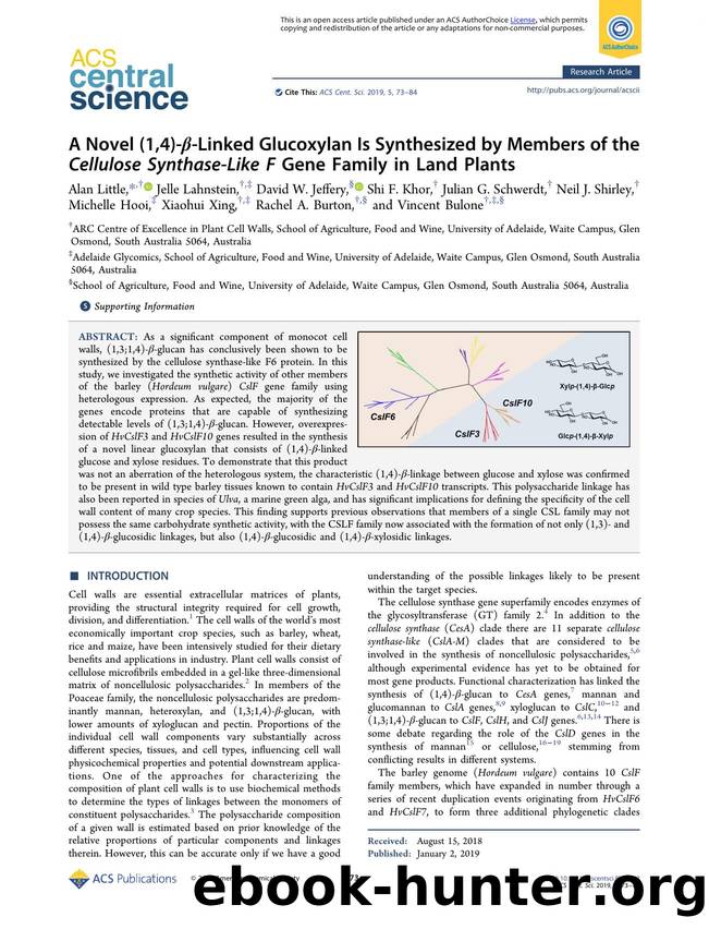 A Novel (1,4)-Î²-Linked Glucoxylan Is Synthesized by Members of the Cellulose Synthase-Like F Gene Family in Land Plants by unknow
