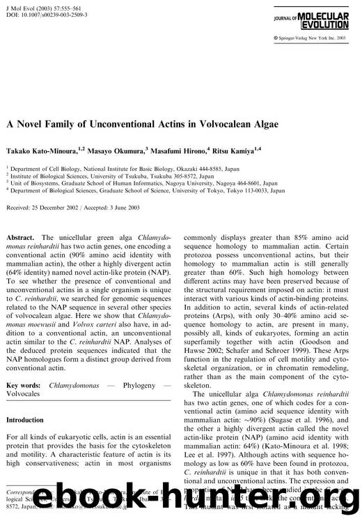 A Novel Family of Unconventional Actins in Volvocalean Algae by Kato-Minoura T. et al