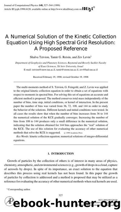 A Numerical Solution of the Kinetic Collection by Tzivion S. et al