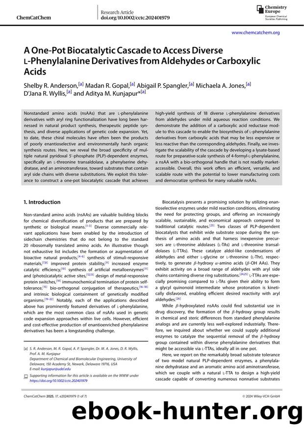 A One‐Pot Biocatalytic Cascade to Access Diverse l‐Phenylalanine Derivatives from Aldehydes or Carboxylic Acids by Unknown
