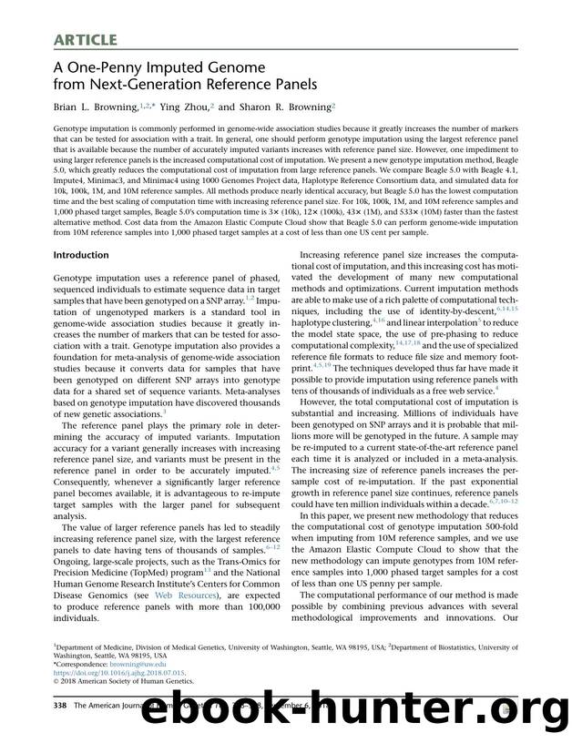 A One-Penny Imputed Genome from Next-Generation Reference Panels by Brian L. Browning & Ying Zhou & Sharon R. Browning