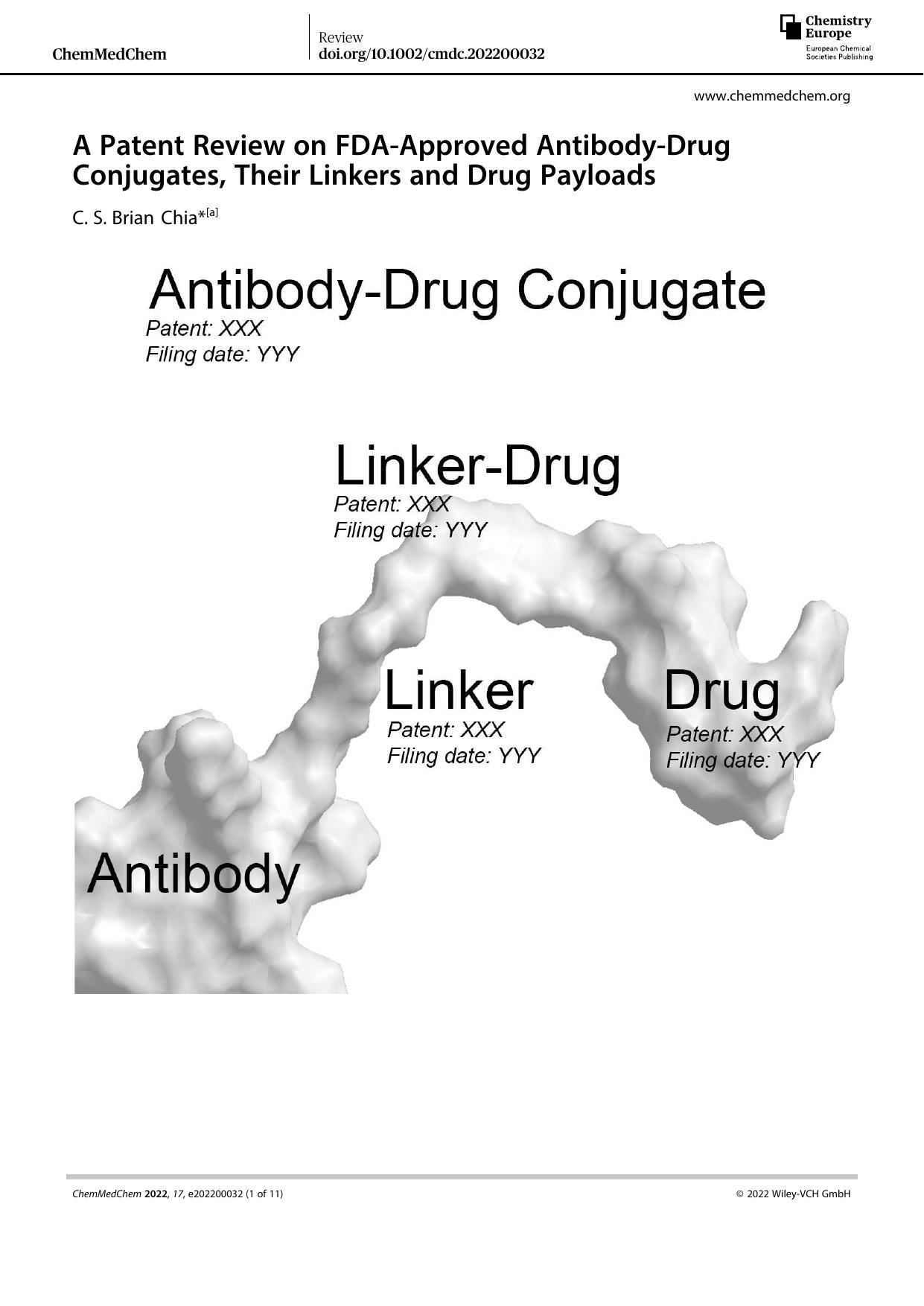 A Patent Review on FDAâApproved AntibodyâDrug Conjugates, Their Linkers and Drug Payloads by Unknown