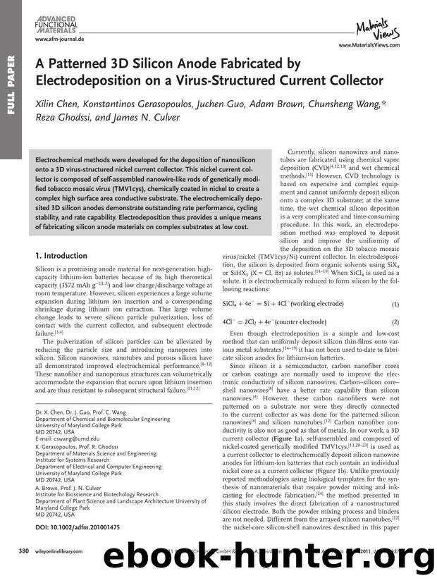 A Patterned 3D Silicon Anode Fabricated by Electrodeposition on a VirusStructured Current Collector by wcu