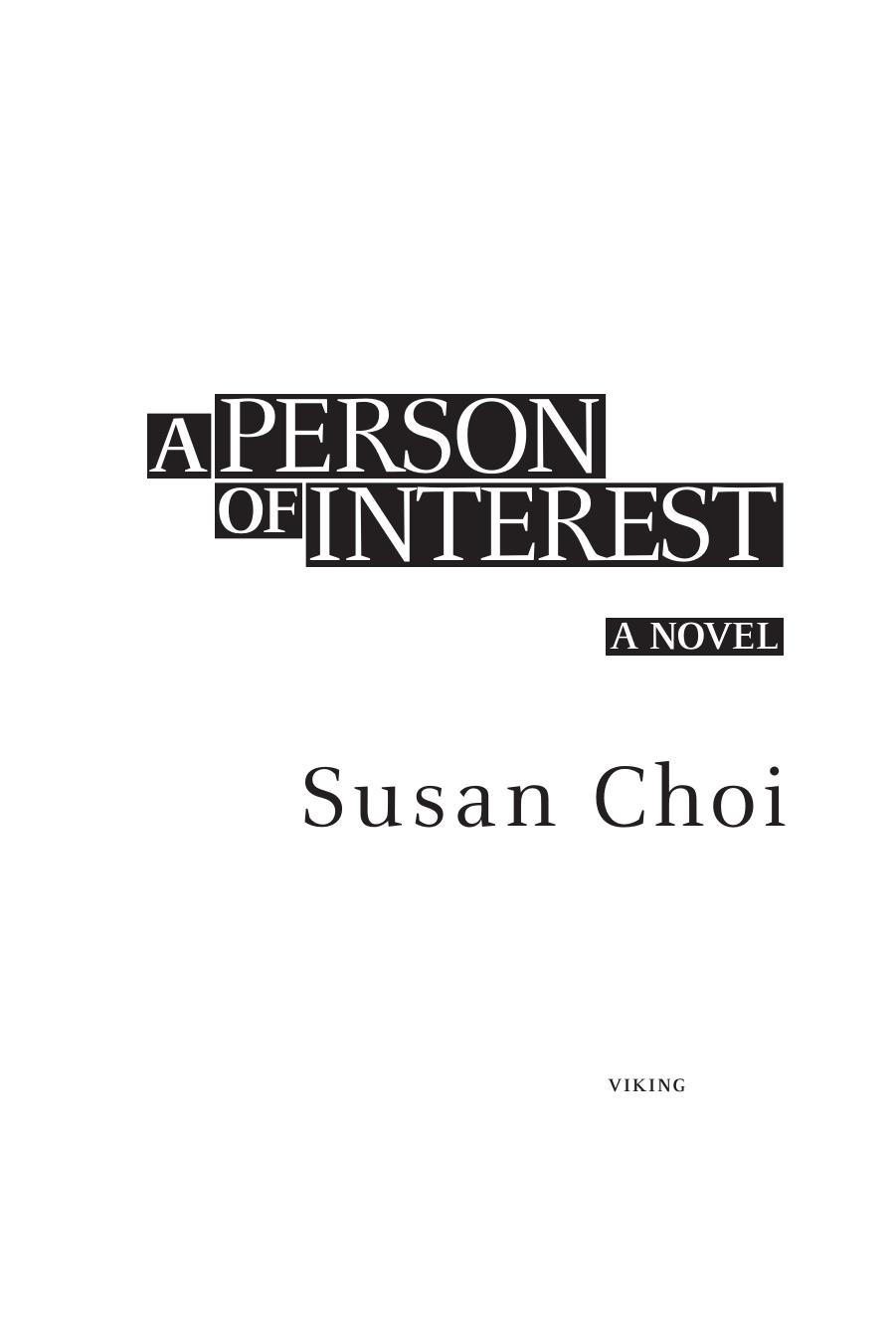 A Person of Interest by Susan Choi