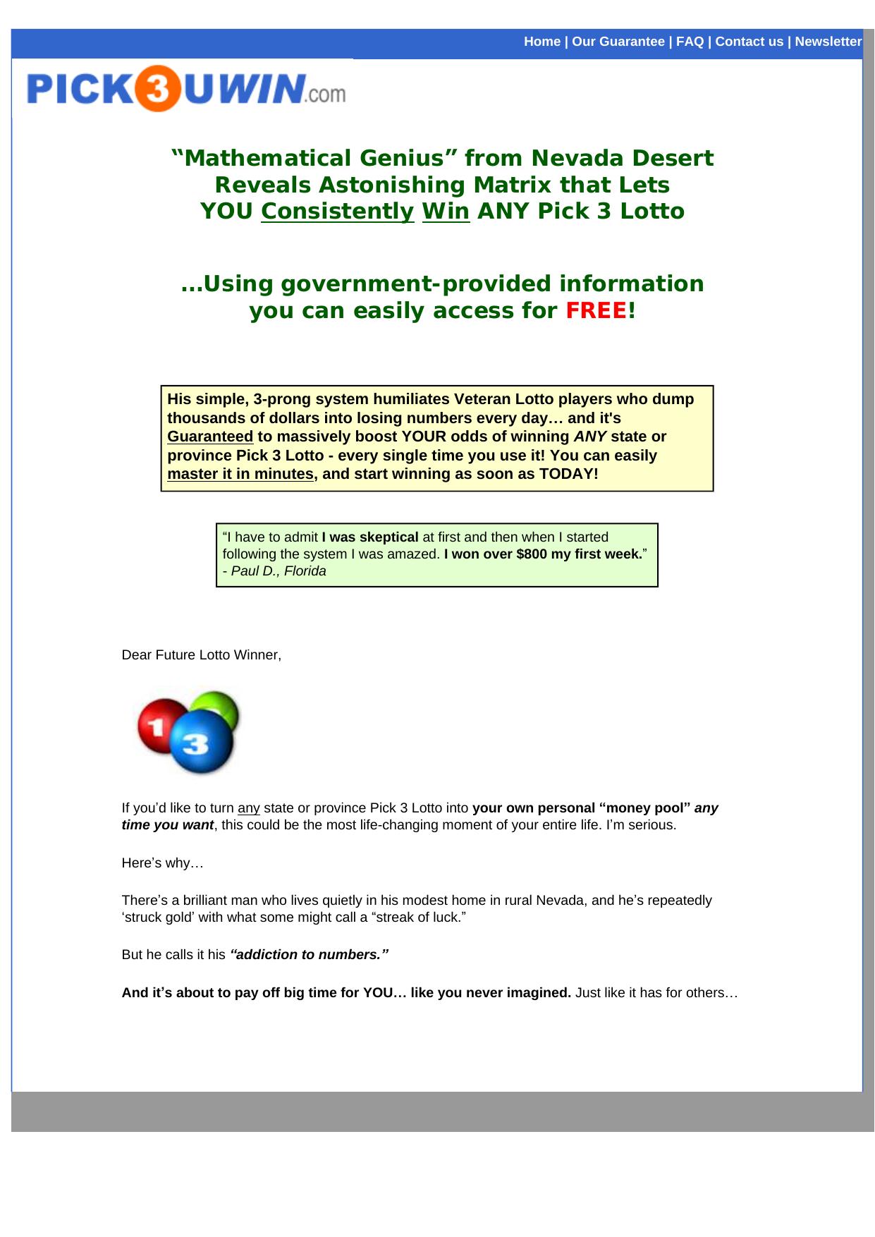 A Pick 3 Lottery System. by Best of Kuszter's Collection