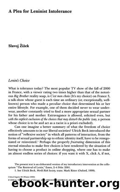 A Plea for Leninist Intolerance by Slavoj Žižek