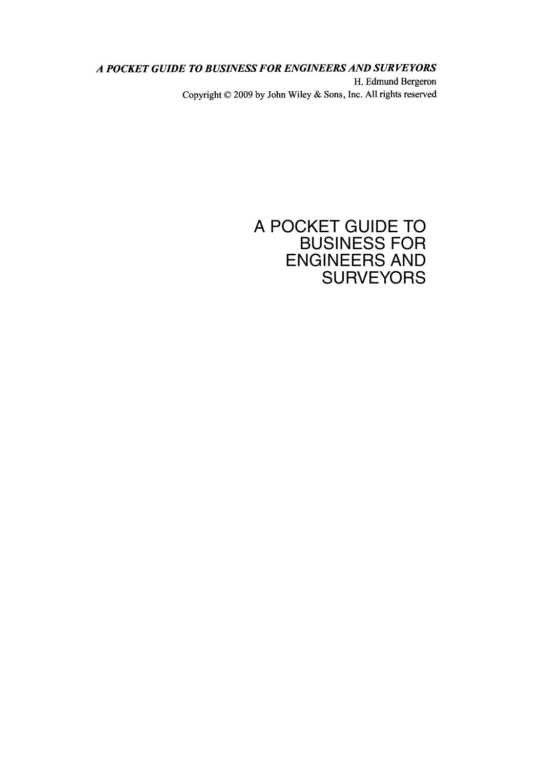 A Pocket Guide to Business for Engineers and Surveyors (repost) by H. Edmund Bergeron