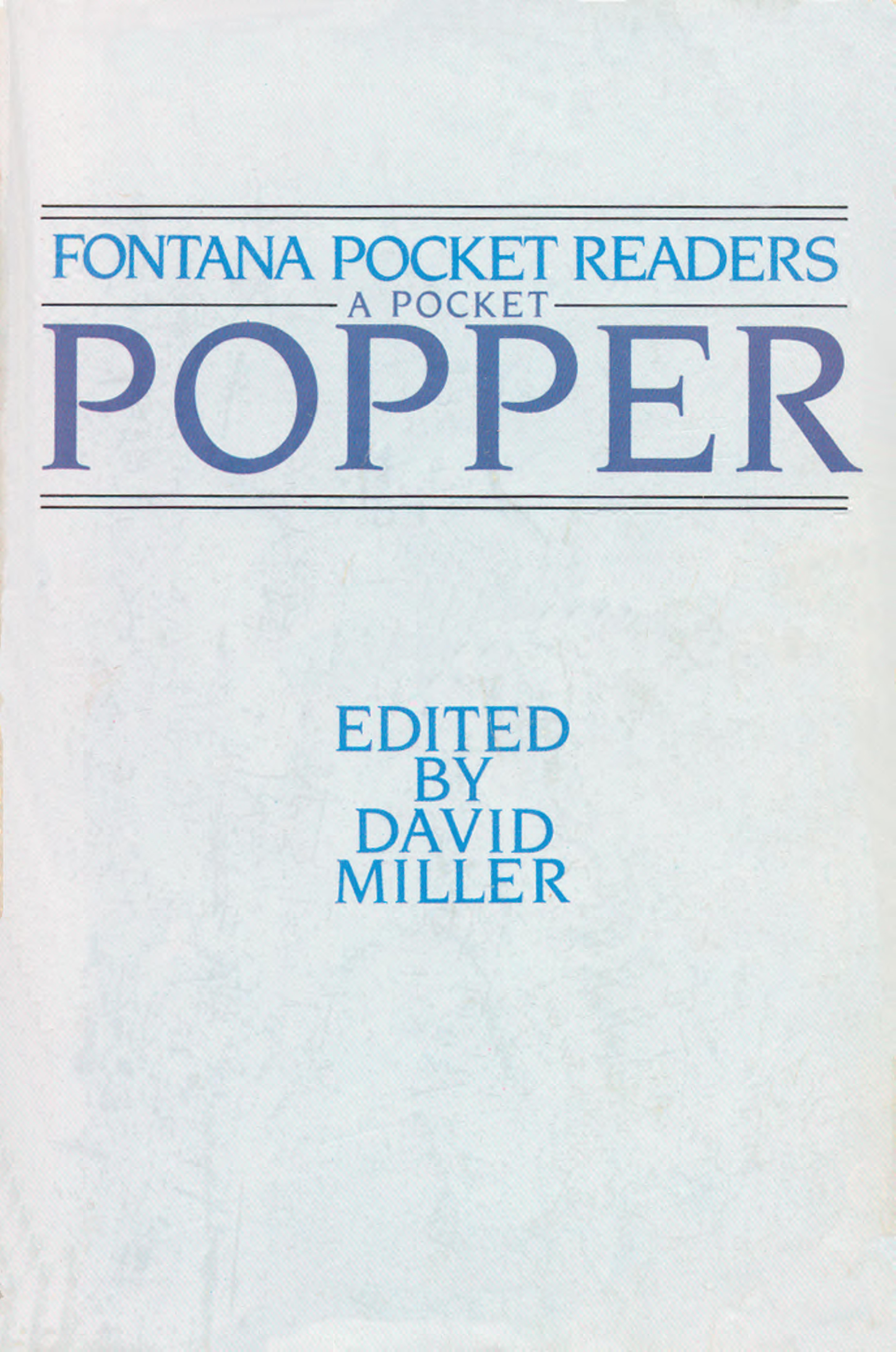 A Pocket Popper by Karl Popper David Miller