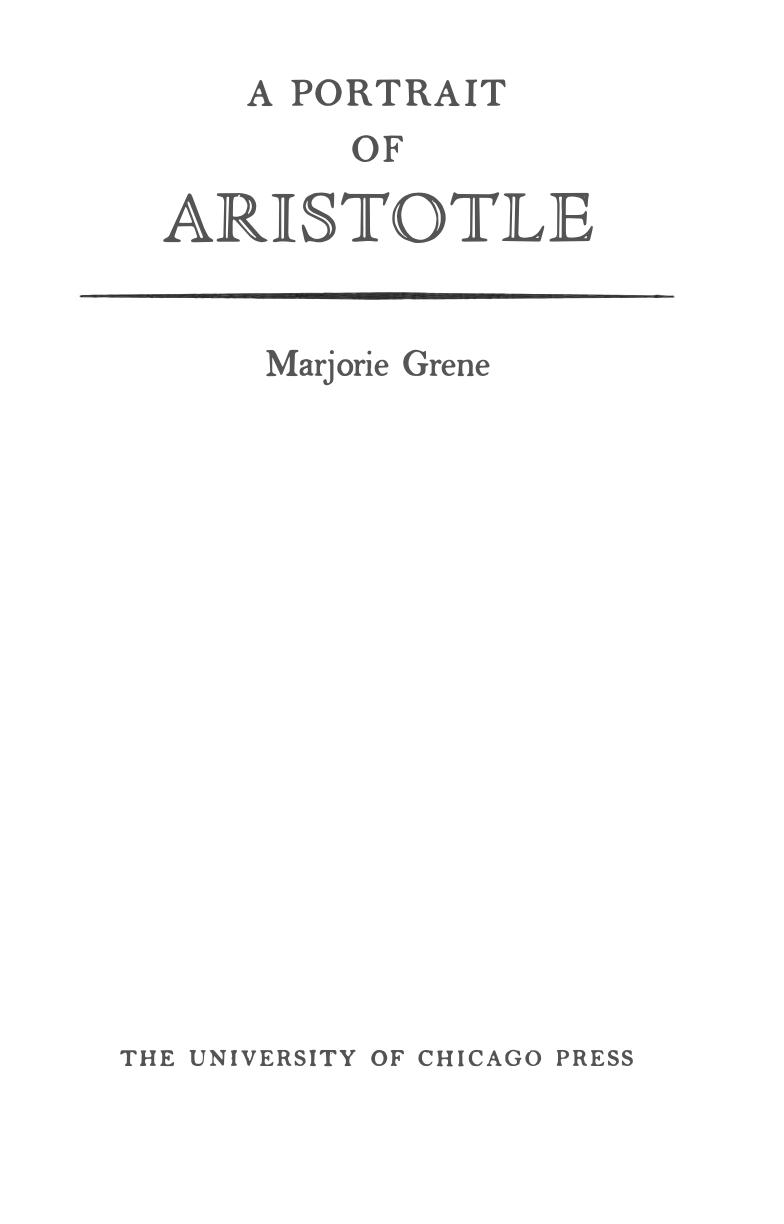 A Portrait of Aristotle by Marjorie Grene