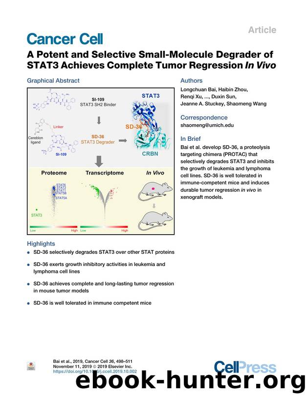 A Potent and Selective Small-Molecule Degrader of STAT3 Achieves Complete Tumor Regression In&nbsp;Vivo by unknow