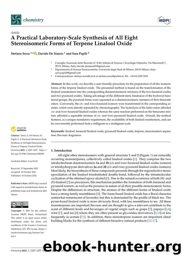 A Practical Laboratory-Scale Synthesis of All Eight Stereoisomeric Forms of Terpene Linalool Oxide by Stefano Serra Davide De Simeis & Sara Papili