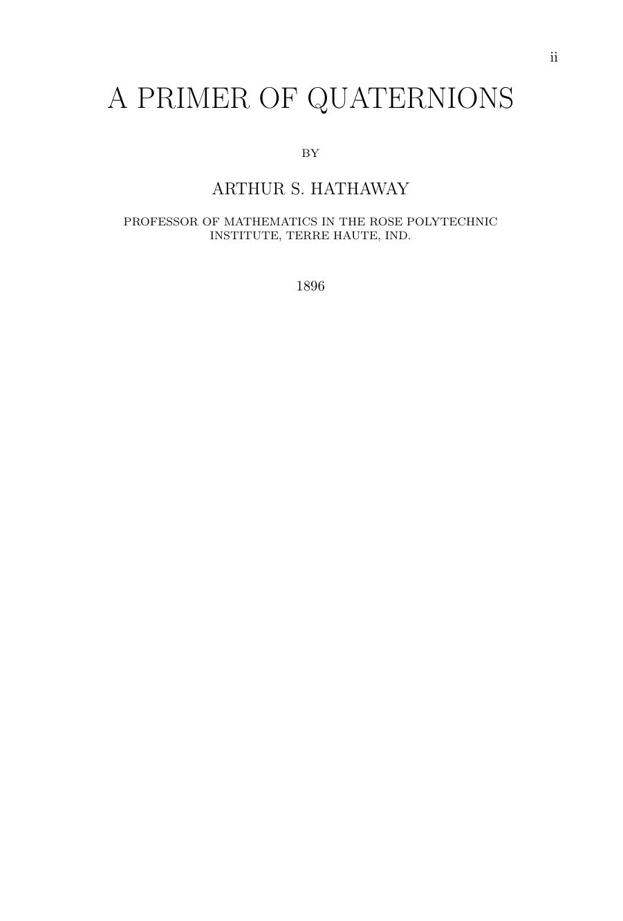 A Primer of Quaternions by Illustrated