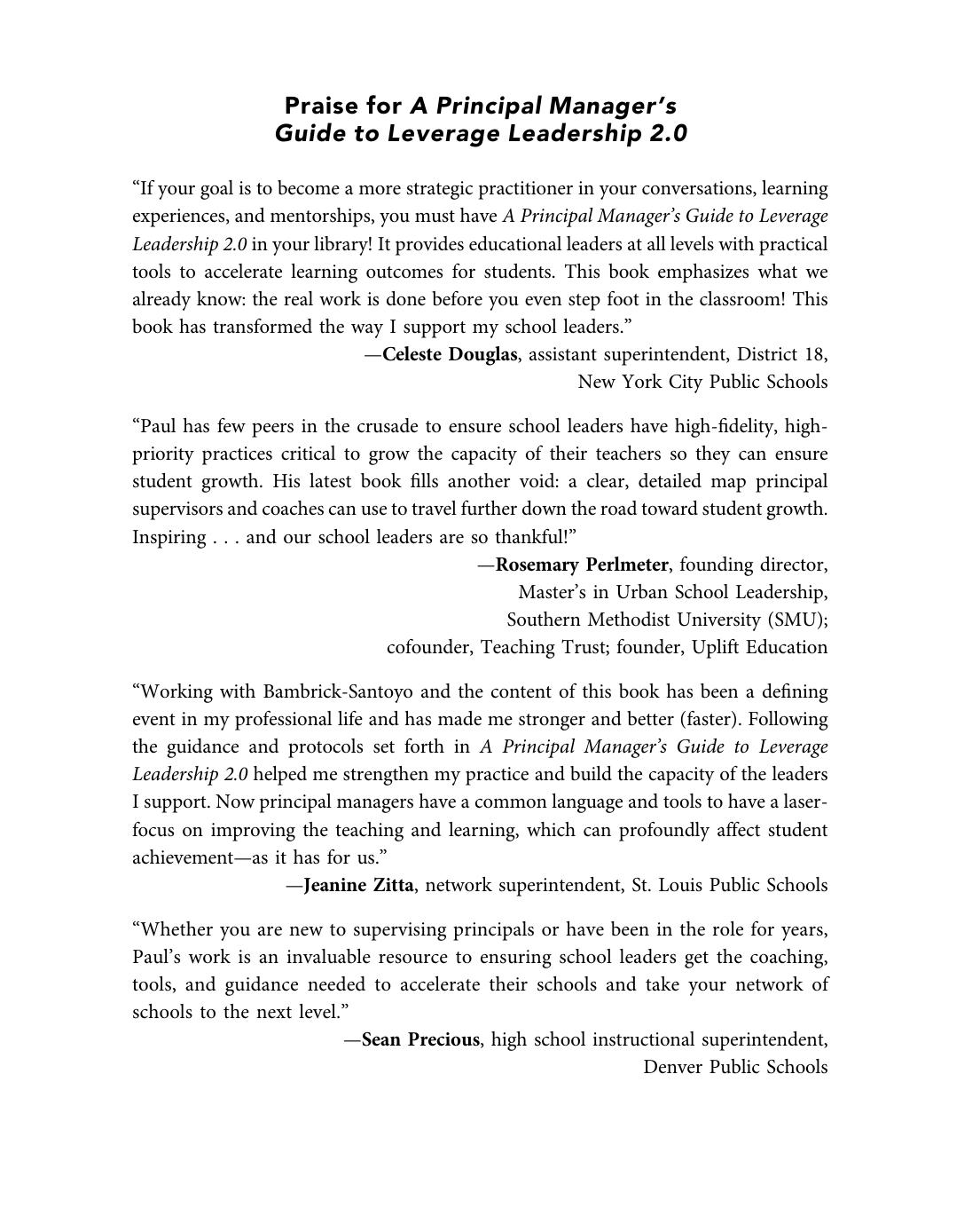 A Principal Manager's Guide to Leverage Leadership 2.0: How to Build Exceptional Schools Across Your District by Unknow