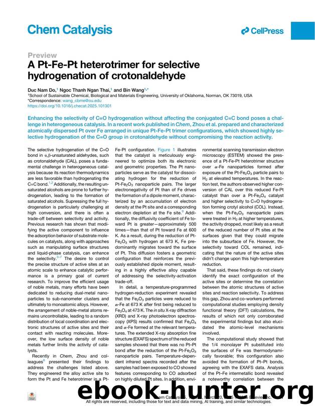 A Pt-Fe-Pt heterotrimer for selective hydrogenation of crotonaldehyde by Duc Nam Do & Ngoc Thanh Ngan Thai & Bin Wang