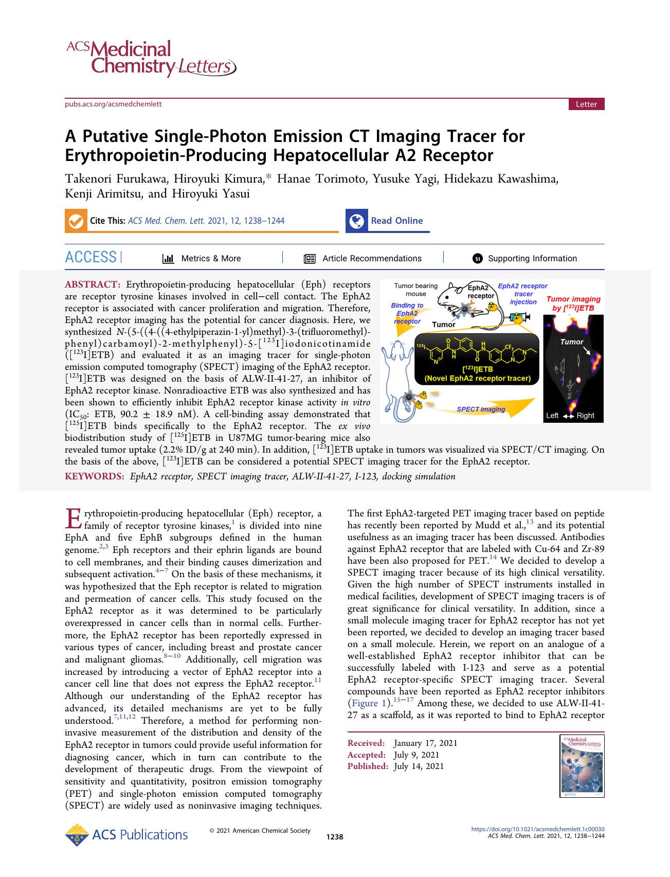 A Putative Single-Photon Emission CT Imaging Tracer for Erythropoietin-Producing Hepatocellular A2 Receptor by unknow