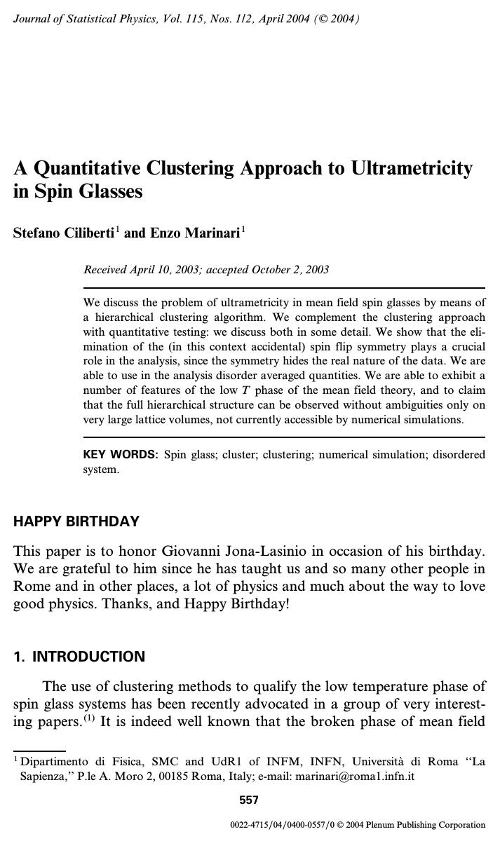 A Quantitative Clustering Approach to Ultrametricity in Spin Glasses by Unknown