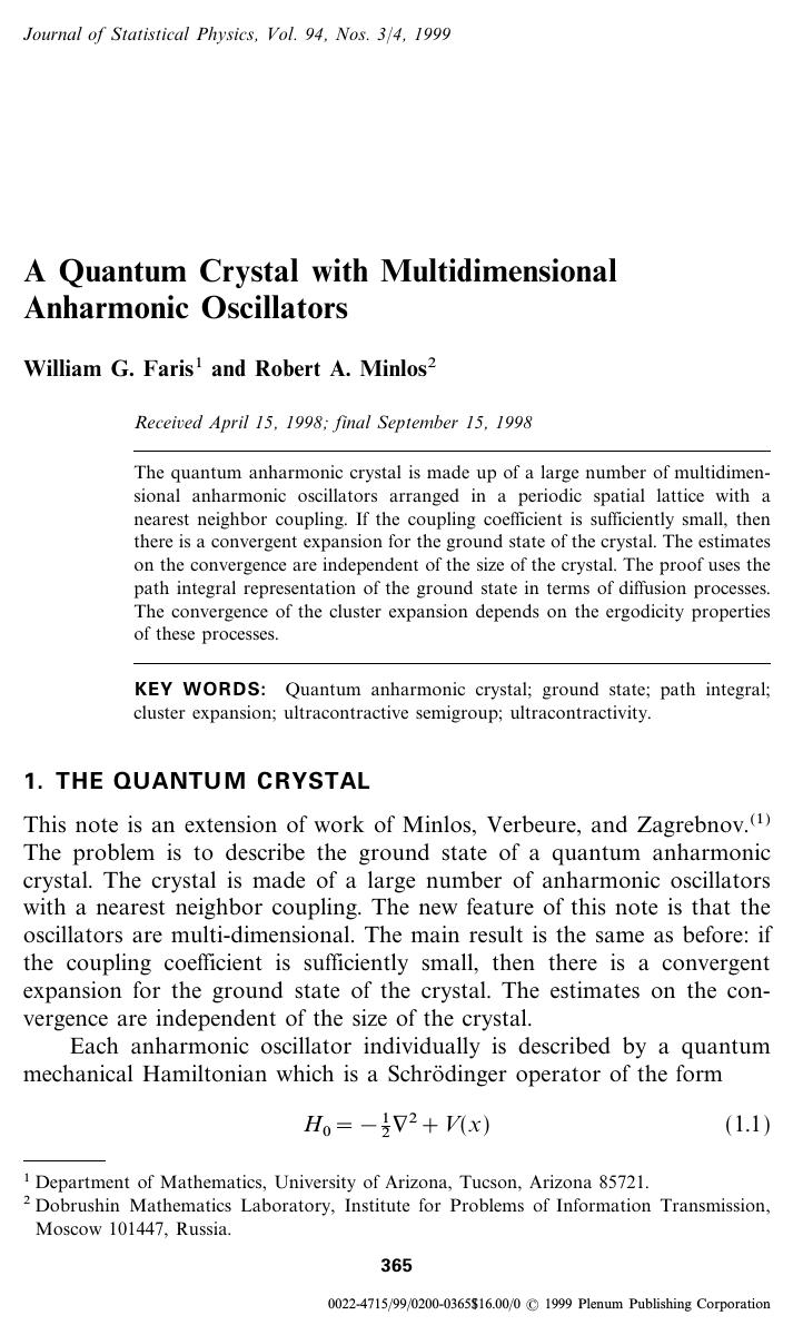 A Quantum Crystal with Multidimensional Anharmonic Oscillators by Unknown