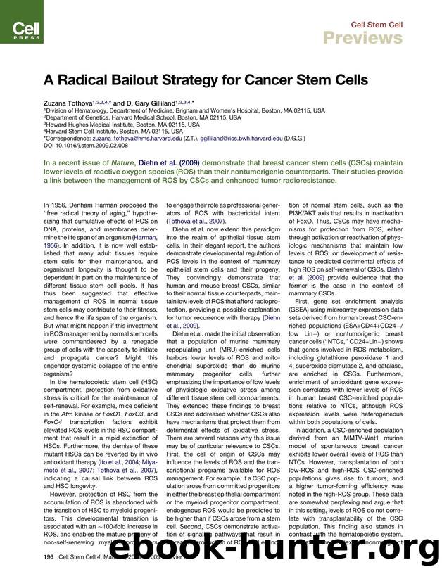 A Radical Bailout Strategy for Cancer Stem Cells by Zuzana Tothova; D. Gary Gilliland