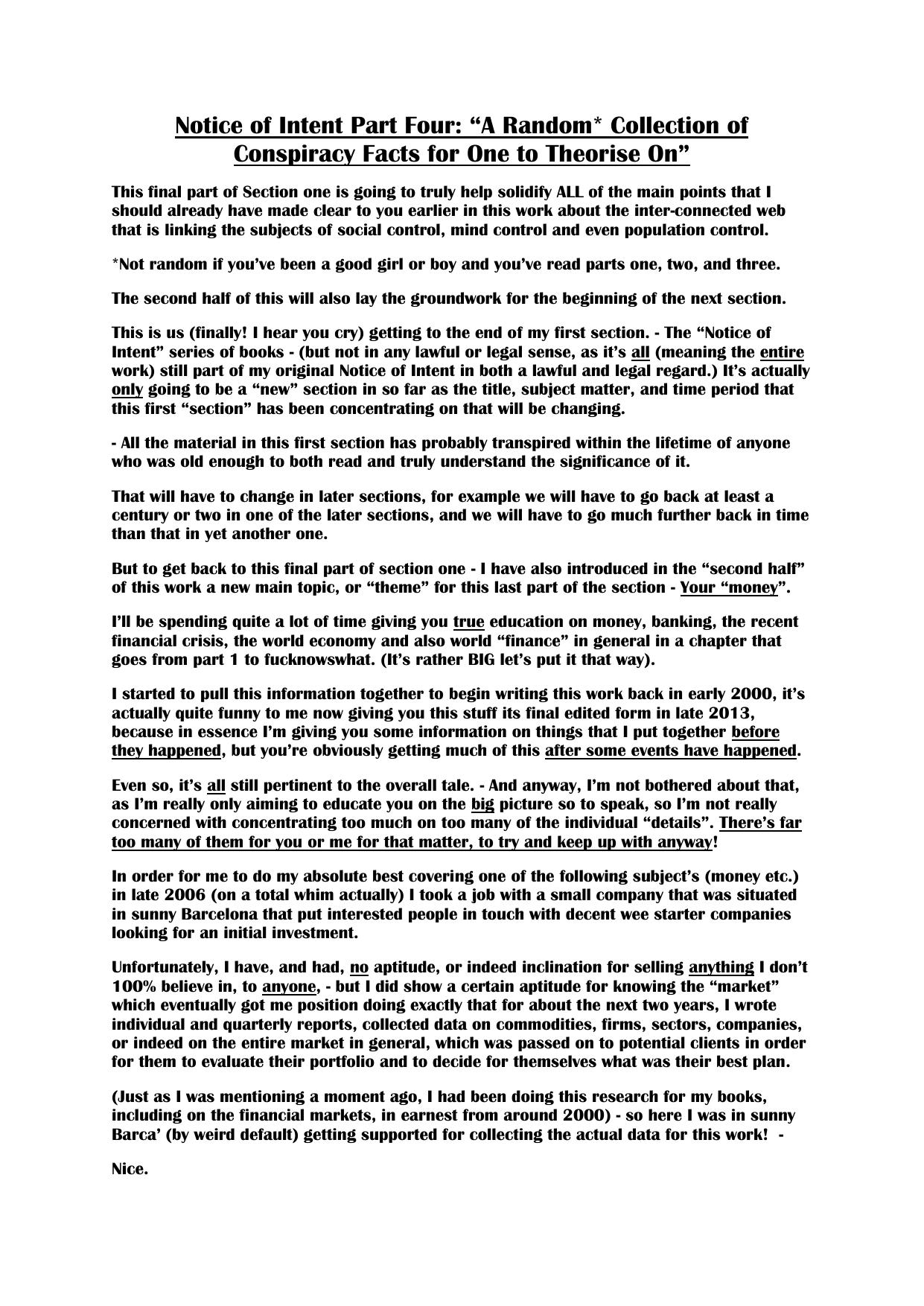 A Random Collection of Conspiracy Facts for One to Theorise On by MARTIN K