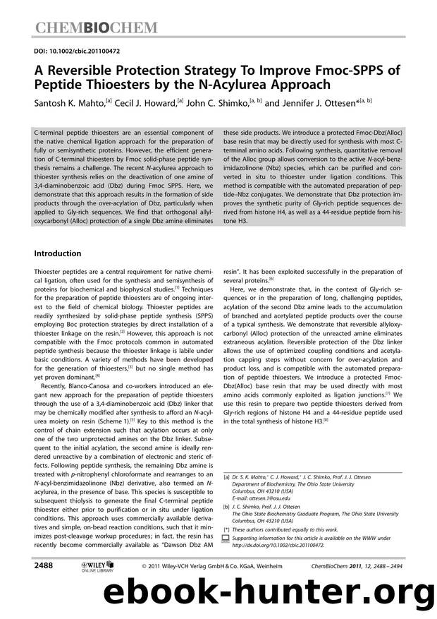 A Reversible Protection Strategy To Improve FmocSPPS of Peptide Thioesters by the NAcylurea Approach by Unknown