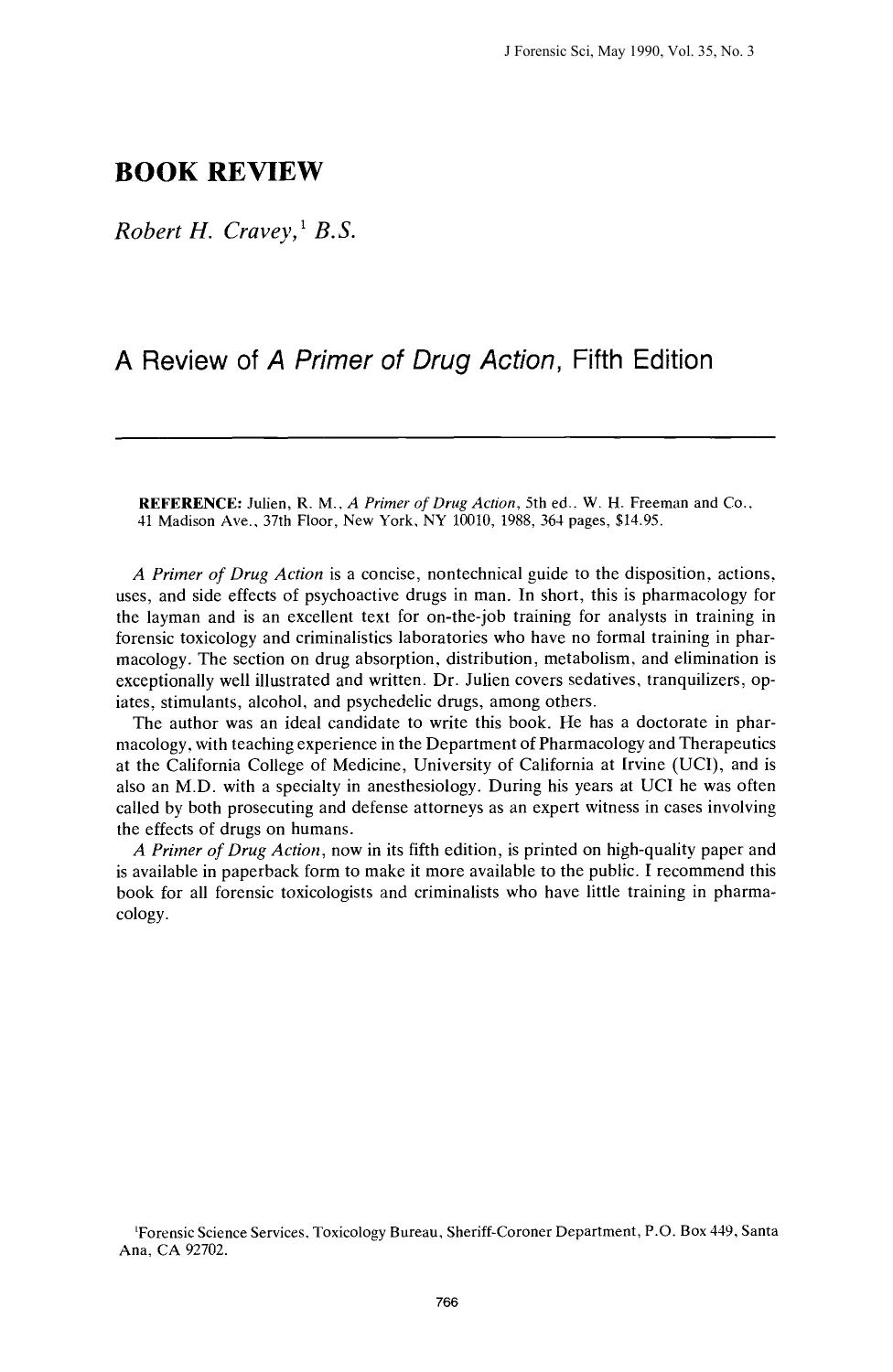 A Review of <i>A Primer of Drug Action<i>, Fifth Edition by Cravey RH