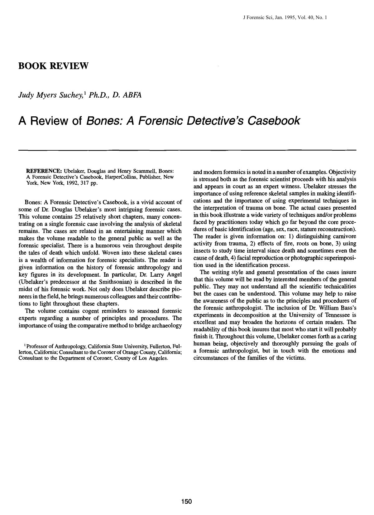 A Review of <i>Bones: A Forensic Detective's Casebook<i> by Suchey JM