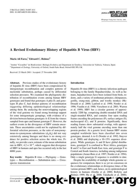 A Revised Evolutionary History of Hepatitis B Virus (HBV) by Fares M. et al