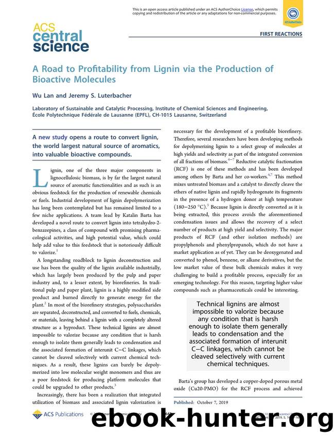 A Road to Profitability from Lignin via the Production of Bioactive Molecules by Wu Lan & Jeremy S. Luterbacher (ORCID: 0000-0002-0967-0583)