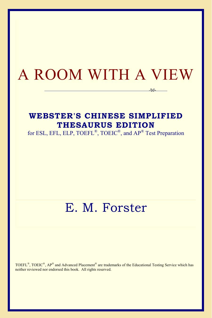 A Room with a View (Webster's Chinese-Traditional Thesaurus Edition) by E. M. Forster