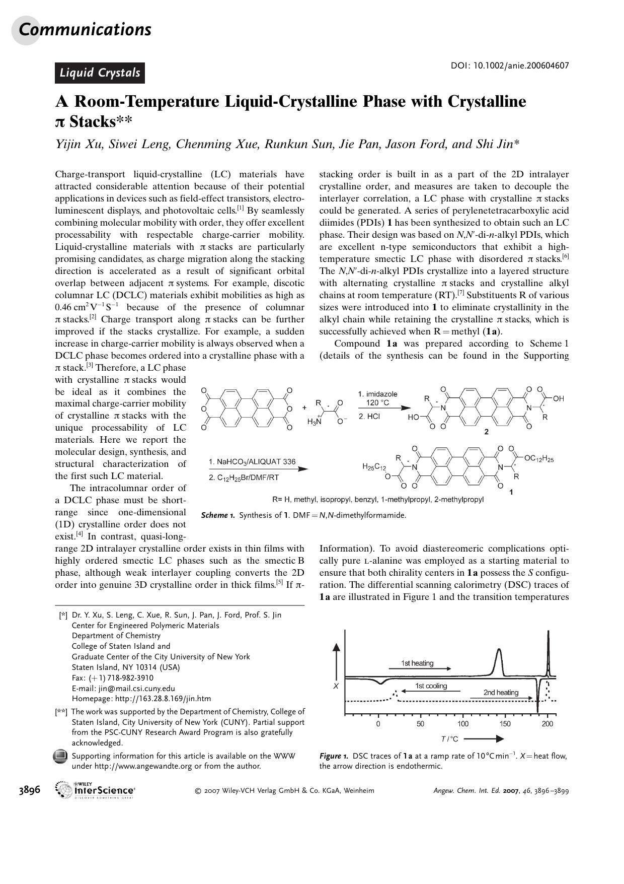 A Room-Temperature Liquid-Crystalline Phase with Crystalline [pi][emsp14]Stacks by Unknown