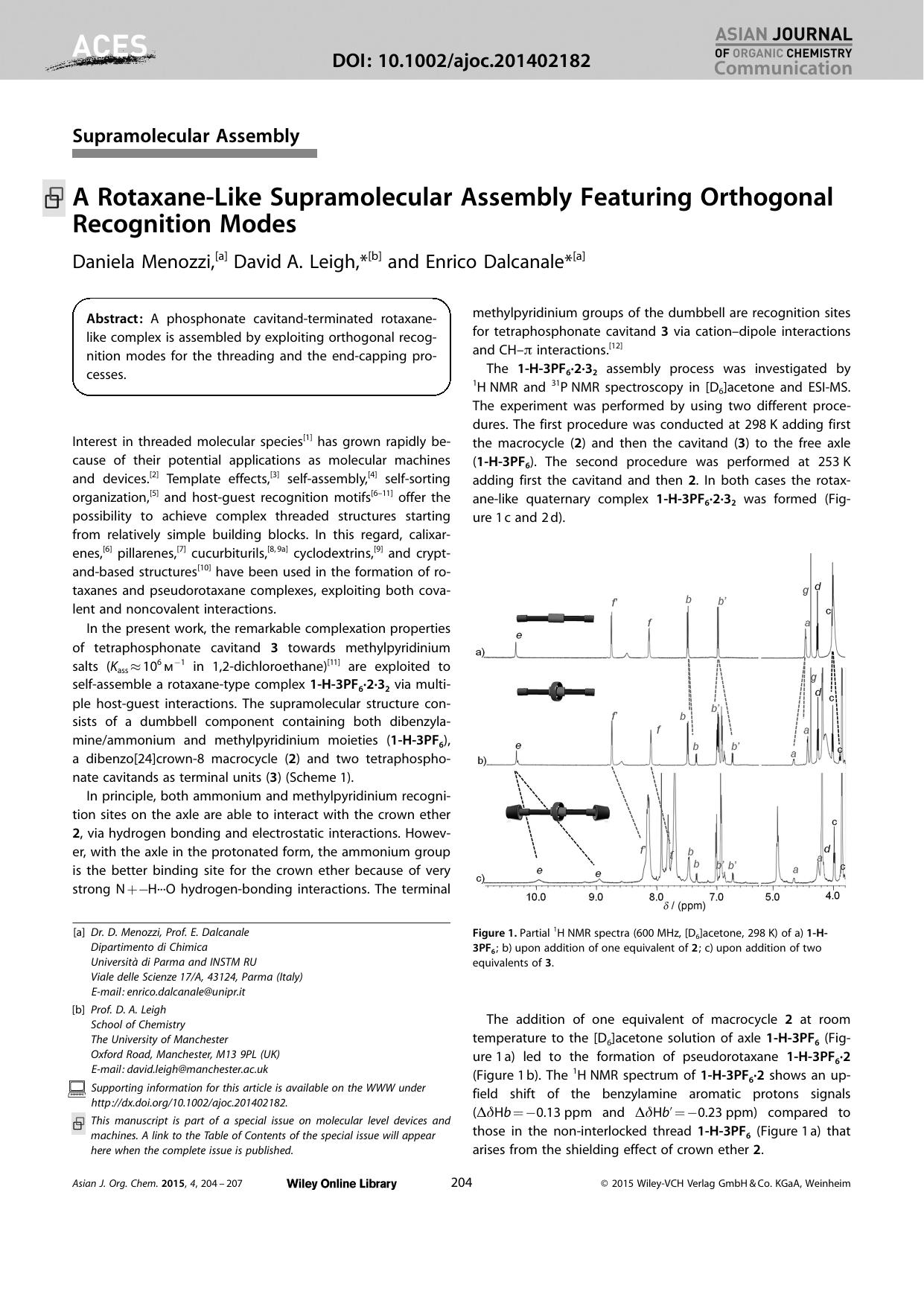A RotaxaneLike Supramolecular Assembly Featuring Orthogonal Recognition Modes by Unknown