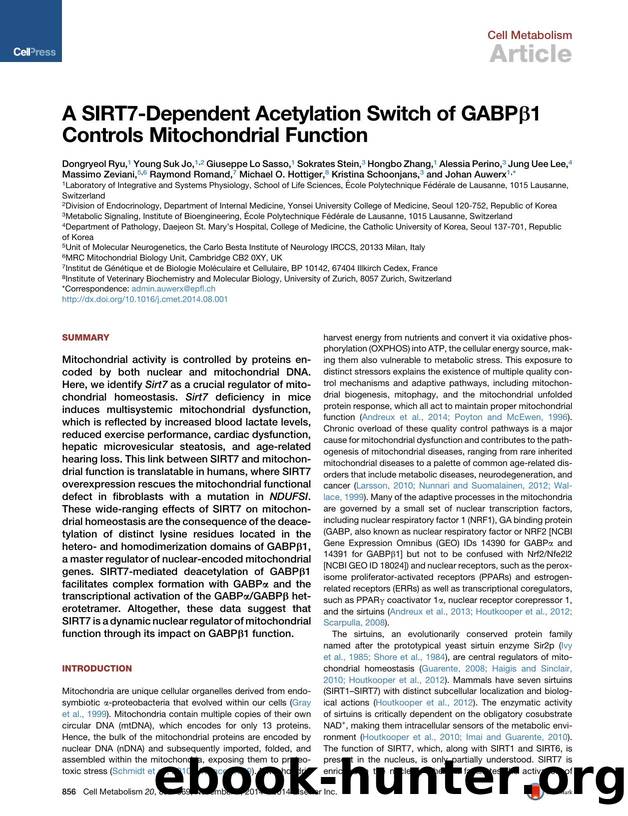 A SIRT7-Dependent Acetylation Switch of GABP&beta;1 Controls Mitochondrial Function by unknow
