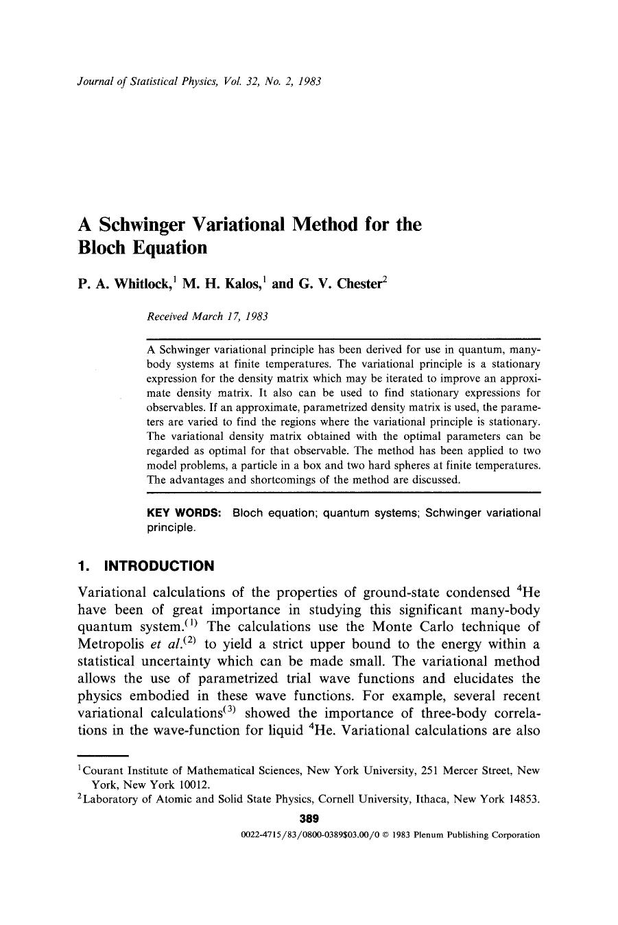 A Schwinger variational method for the Bloch equation by Unknown