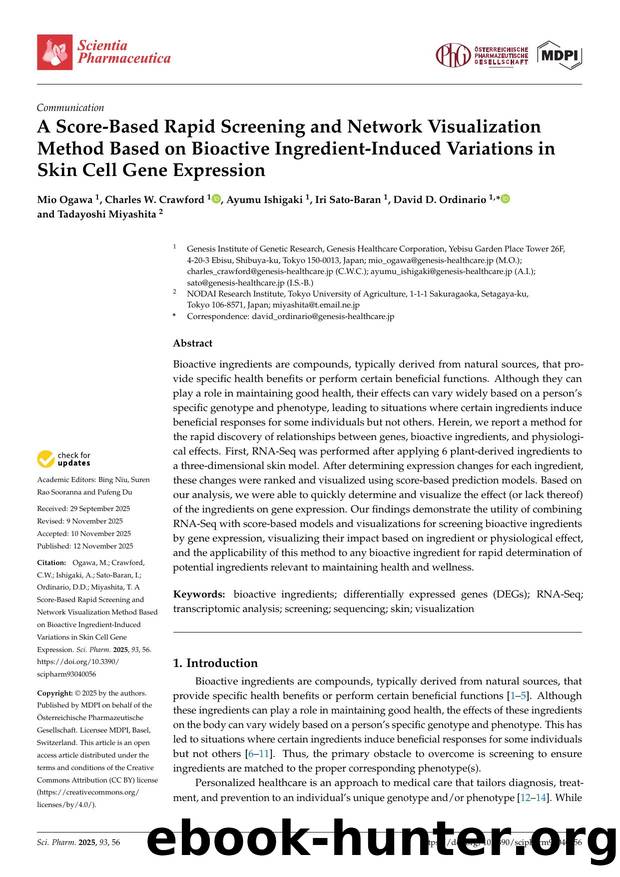 A Score-Based Rapid Screening and Network Visualization Method Based on Bioactive Ingredient-Induced Variations in Skin Cell Gene Expression by unknow