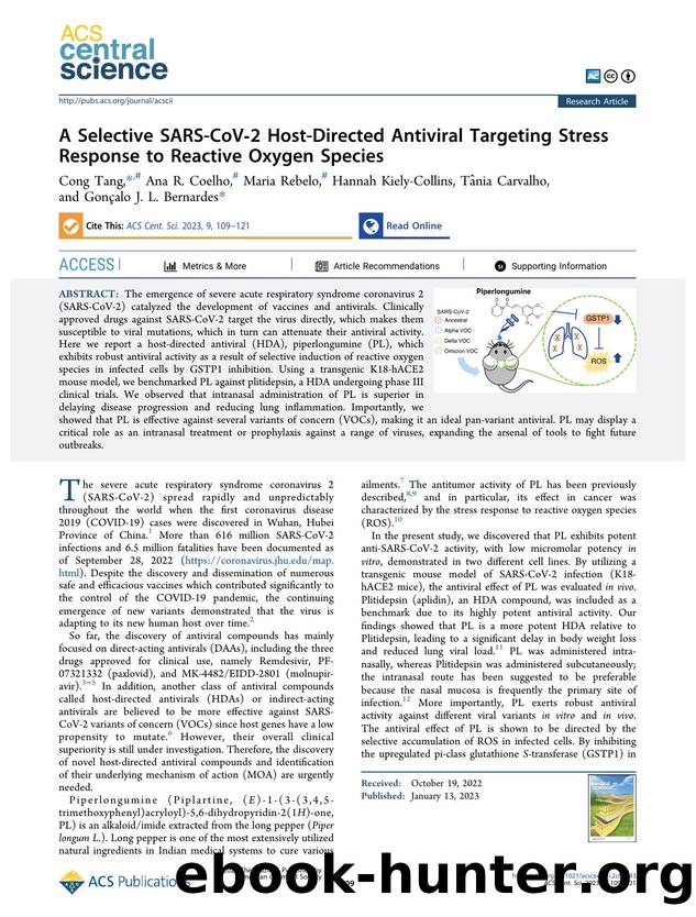 A Selective SARS-CoVâ2 Host-Directed Antiviral Targeting Stress Response to Reactive Oxygen Species by unknow
