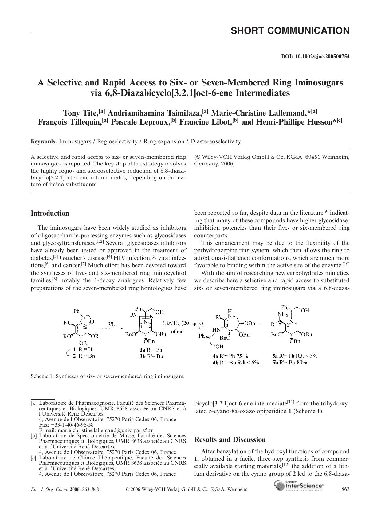 A Selective and Rapid Access to Six- or Seven-Membered Ring Iminosugars via 6,8-Diazabicyclo[3.2.1]oct-6-ene Intermediates by Unknown
