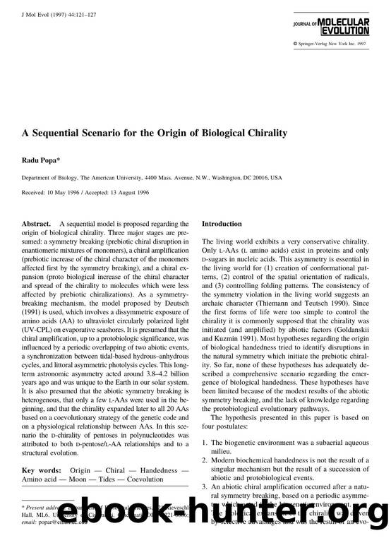 A Sequential Scenario for the Origin of Biological Chirality by Popa R