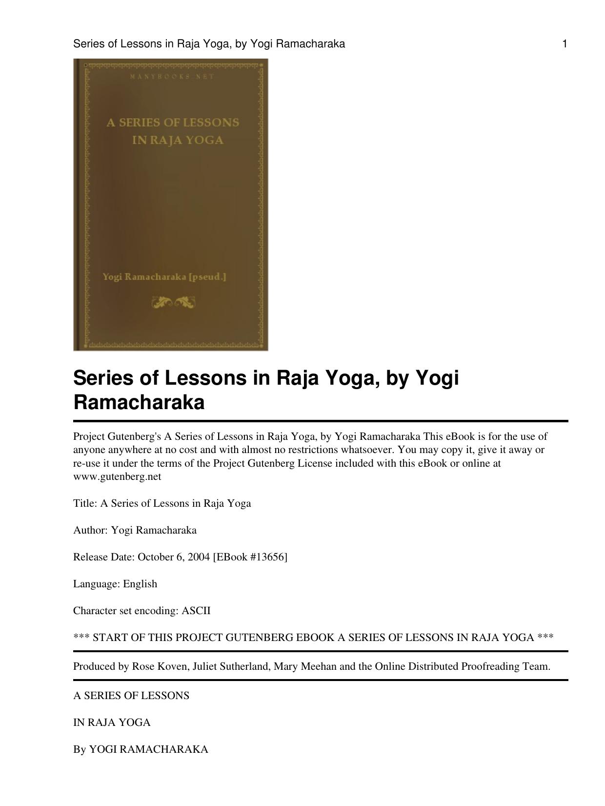 A Series of Lessons in Raja Yoga by Unknown