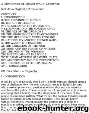 A Short History Of England - GK Chesterton by Anonymous